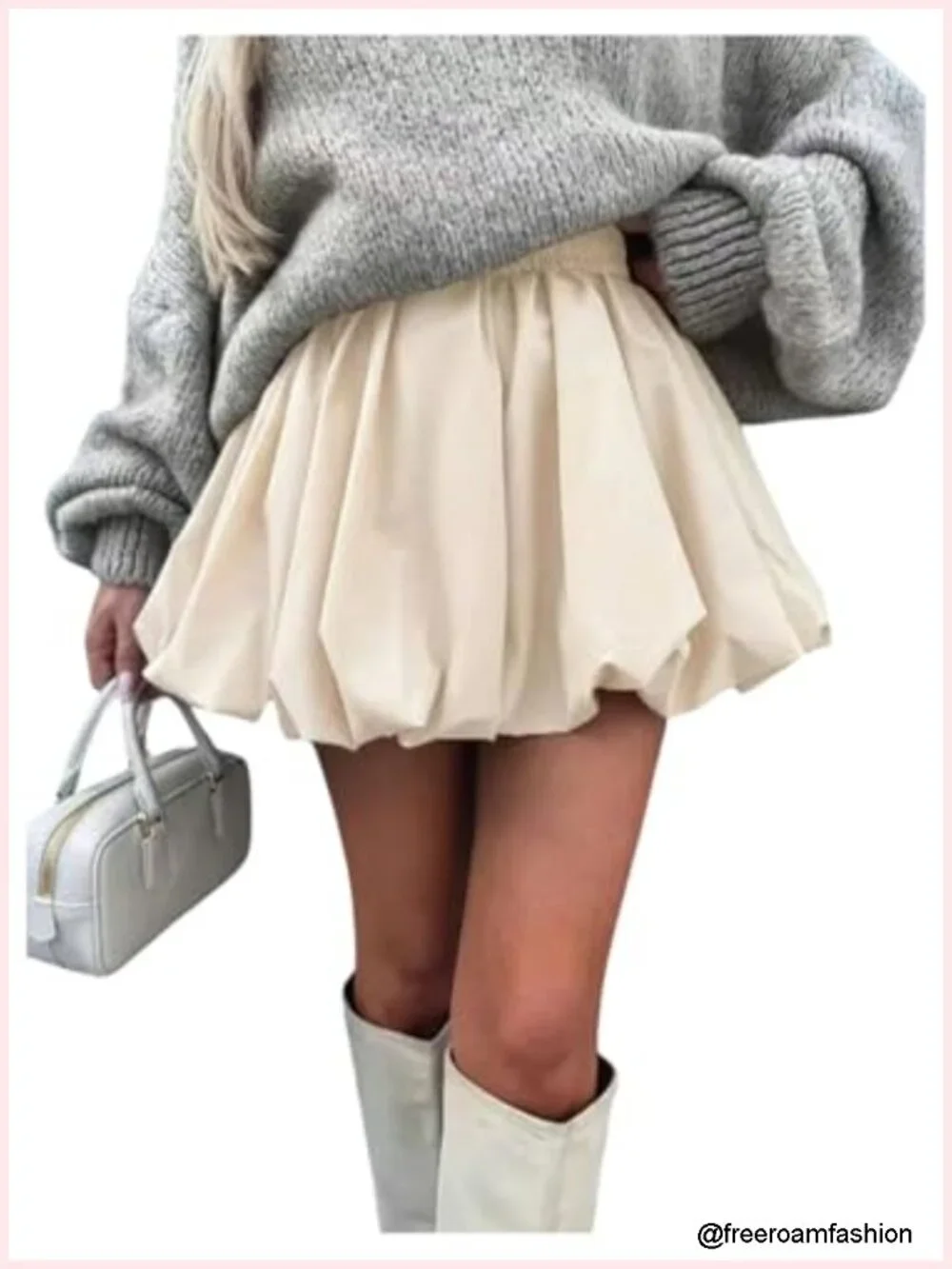 Y2K Bubble Mini Skirt Elastic Waist Pleated Hem Puffy Cute Going Out